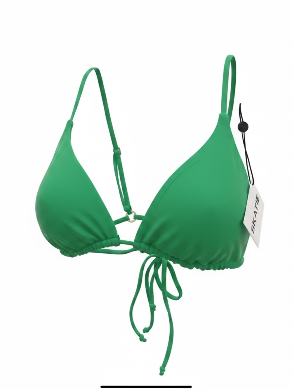 Skatie Bright Green Triangle Bikini Top with Adjustable Ties